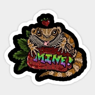 MINE! Bearded Dragon Strawberry Sticker